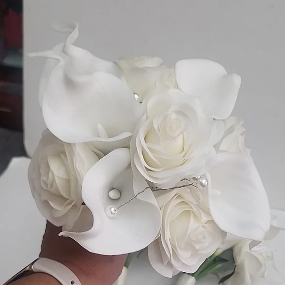 Wedding Beautiful Bride Bridal bouqet Real Touch Forever Flowers Bridesmaid 1pc - Picture 8 of 14